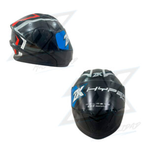 CASCO CONVERTIBLE JH901 NEGRO/ROJO BRILLANTE VISOR NEGRO TALLA L