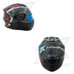 CASCO CONVERTIBLE JH901 NEGRO/ROJO VISOR TRANSPARENTE TALLA M